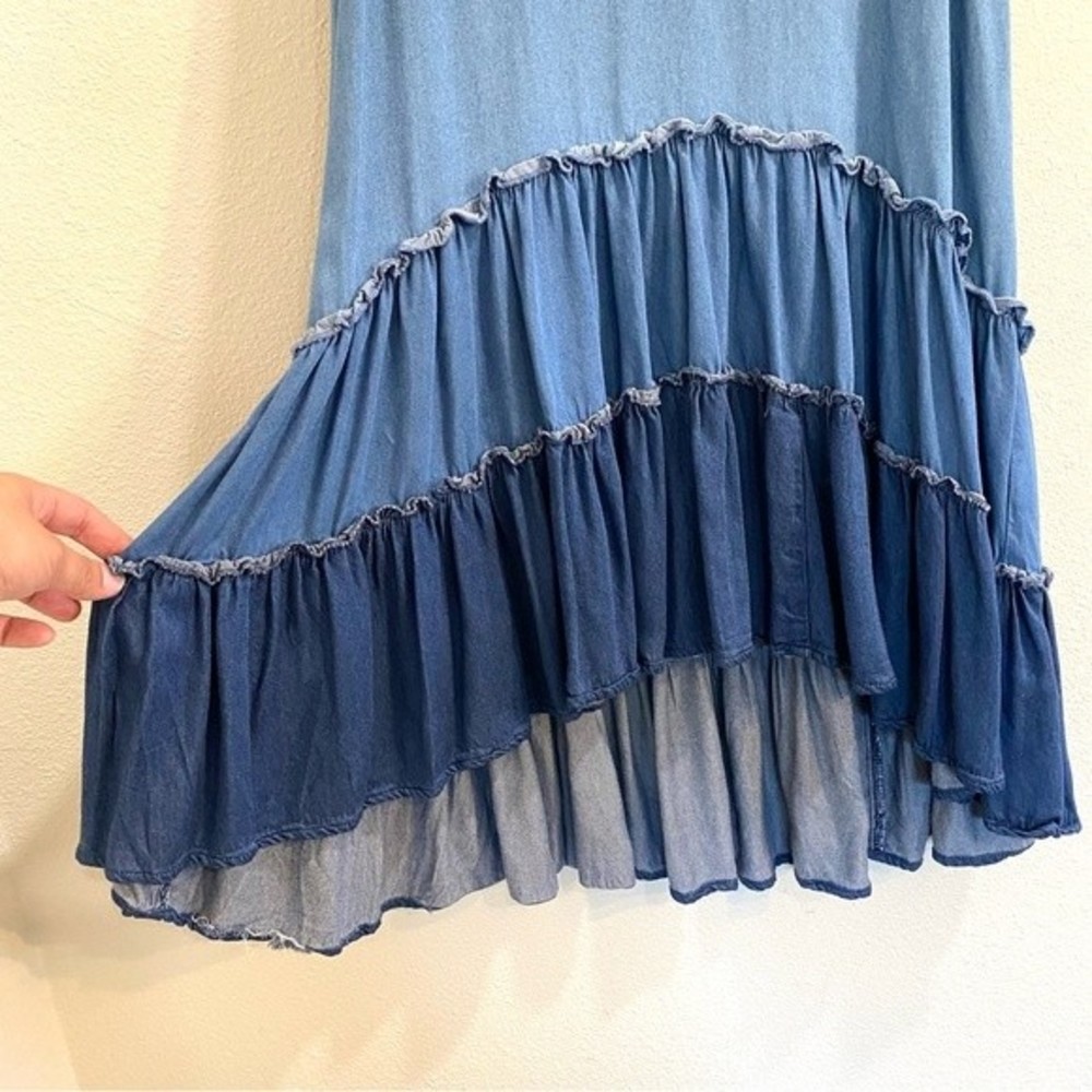 Karen Kane Chambray Tank Dress USA Made Sun Sleeveless Blue Soft XS 100% Rayon - Picture 5 of 7
